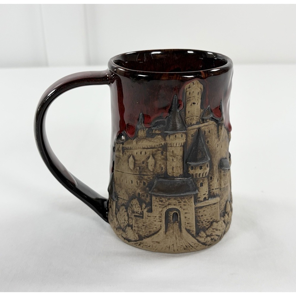 Always Azul Pottery 28oz Castle Tankard Mug Large 3D Medieval Red Drip Ren Faire